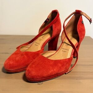 Red Suede Women's Heels Italian Brand